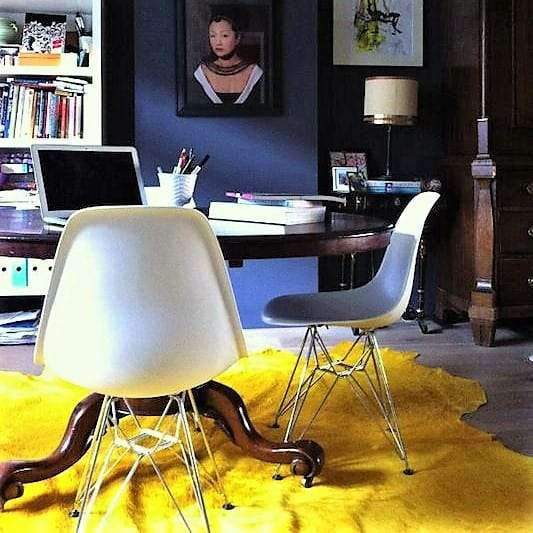 Dyed yellow cowhide rug decor. Your Western Decor