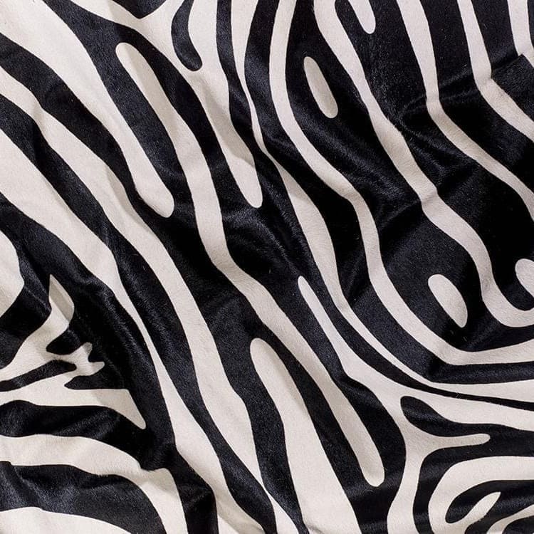 Black zebra stencil on white Brazilian cowhide rug - Your Western Decor